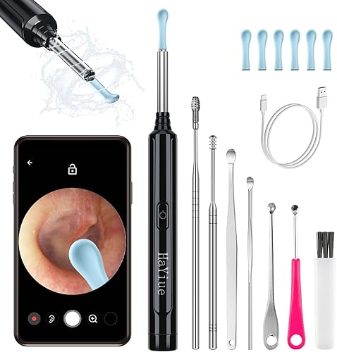 Ear Wax Removal with Camera, Earwax Remover Tool, 1296P FHD Wireless Ear Otoscope with 6 LED Lights, 6 Ear Spoon & 6 Traditional Tools Ear Wax Removal Kit for iPhone, iPad & Android Smart Phone