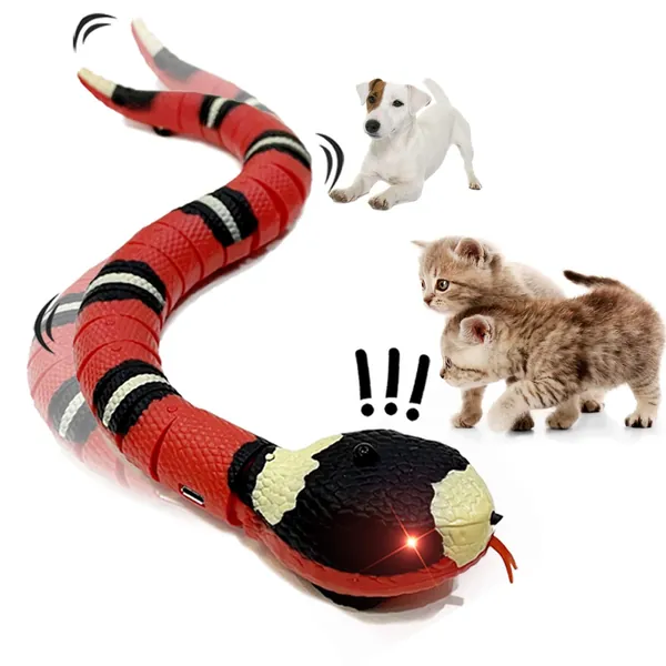 Snake Cat Toy for Cats, Smart Sensing Snake Rechargeable, Automatically Sense Obstacles and Escape, Realistic S-Shaped Moving Electro-Sensing Cat Snake Toy
