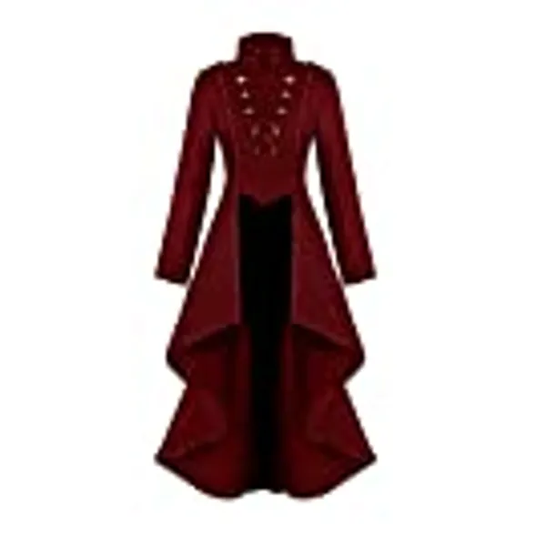 Rattlebush Gothic Tailcoat Halloween Costumes for Women, Medieval Irregular Hem Steampunk Corset Victorian Tailcoat Jacket