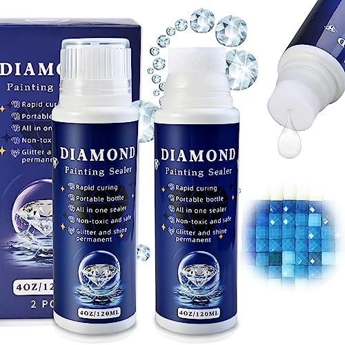 Faburo 2-Pack Diamond Painting Protectant Sealer Brightener(120ml*2), 8OZ Diamond Painting Accessories Glue for Diamond Painting and Puzzles, Diamond Art Sealer Permanent Hold & Shine Effect - 2