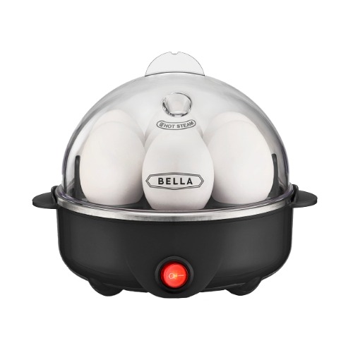 BELLA 17283 Cooker, Rapid Boiler, Poacher Maker Make up to 7 Large Boiled Eggs, Poaching and Omelete Tray Included, Single Stack, Black - Single Stack Black
