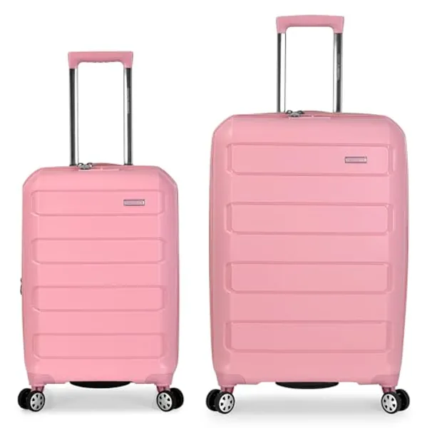 Traveler's Choice Pagosa Indestructible Hardshell Expandable Spinner Luggage, Pink, 2 Piece Set