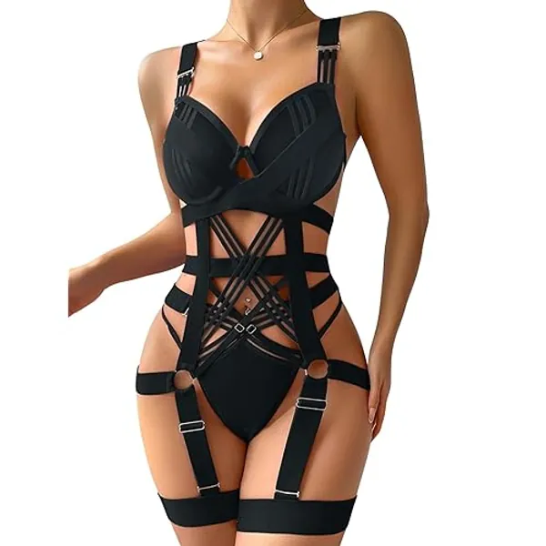 Lilosy Sexy Harness Bodysuit Lingerie Rave Outfits