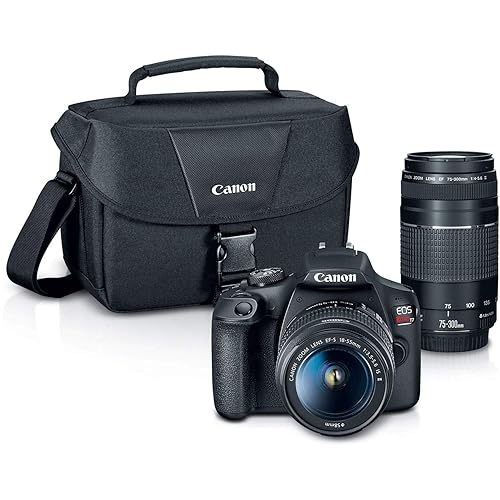 Canon EOS Rebel T7 DSLR Camera|2 Lens Kit with EF18-55mm + EF 75-300mm Lens, Black - Body w/18-55mm & 75-300mm Lenses