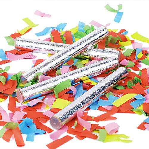 FameFame 10Pack Confetti Wands, Tissue Paper Flick Flutter Sticks for Wedding Celebrations, Anniversary, Birthday Party, Colorful, 7.8inch Confetti Popper - 7.8 inch - Colorful - 10