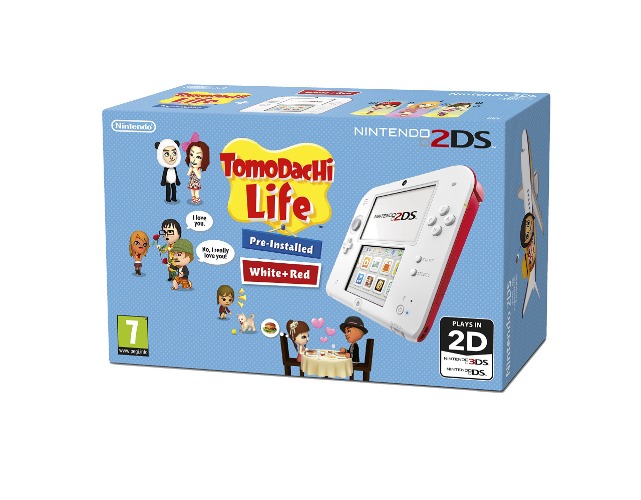 Nintendo Handheld Console - White/Red with Pre-installed Tomodachi Life (Nintendo 2DS/3DS)