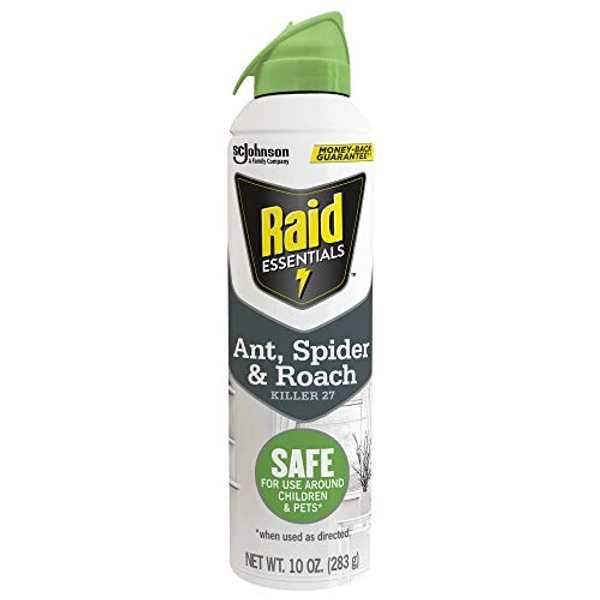 Raid Essentials Ant Spider, and Roach Killer Aerosol Spray, Child & Pet Safe, Kills Insects Quickly, for Indoor Use, 10 oz