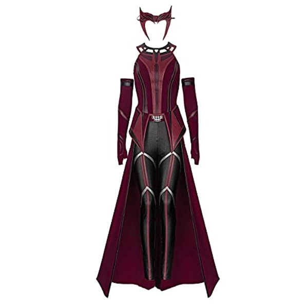 LILLIWEEN Wanda Maximoff Costume,Scarlet Witch Cosplay Outfit Red Cloak Halloween Cosplay Womens Outfit Full Set 3XL