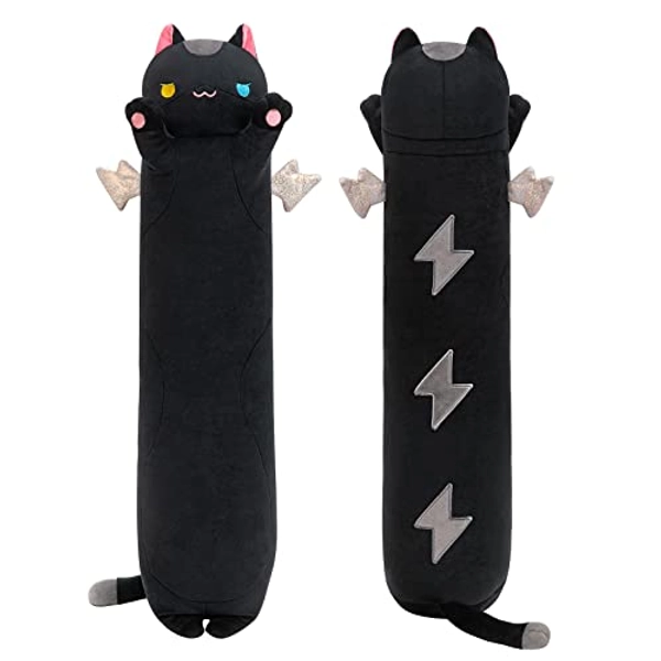 Mewaii Long Cat Plush Cat Body Pillow, 44” Cute Black Cat Stuffed Animals Soft Plushies, Kitten Plush Throw Pillow Doll Toy Gift for Girlfriend