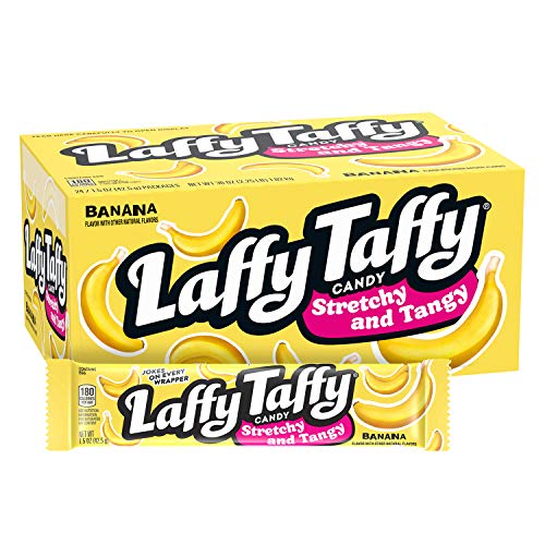 Laffy Taffy Candy, Stretchy & Tangy, Banana Flavor, 1.5 Ounce Bars (Pack of 24) - Banana