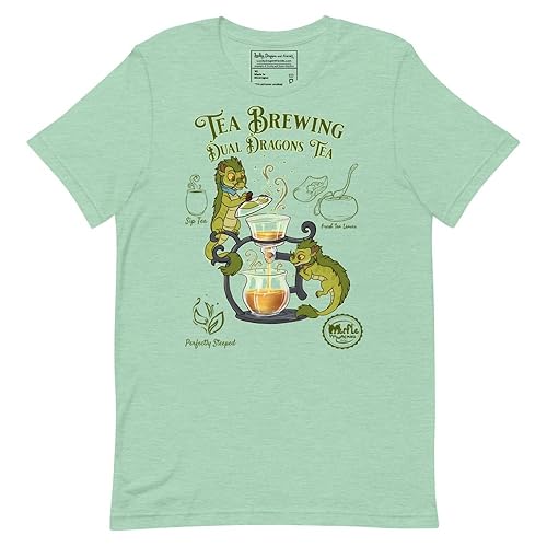 Dual Dragons Tea Brew T-shirt - Medium - Heather Prism Mint