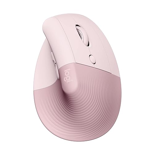 Logitech Lift Vertical Ergonomic optical Mouse, Wireless, Bluetooth or Logi Bolt USB receiver, Quiet clicks, 4 buttons, compatible with Windows/macOS/iPadOS, Laptop, PC - Rose - Right-Handed - Mouse - ROSE