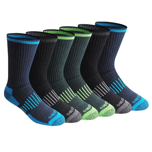 Dickies Men's Dri-Tech Moisture Control Crew Socks Multipack, Available in M-XXL - Black Bright (6 Pairs) - Large
