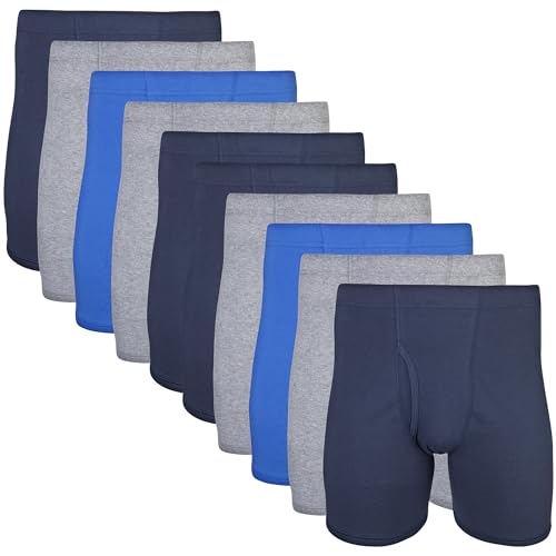 Gildan Mens Underwear Covered Waistband Boxer Briefs, Multipack - XX-Large - Mixed Royal (10-pack) - 10