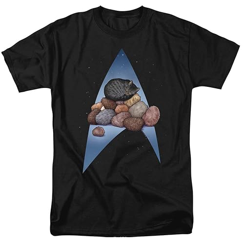 Star Trek T-Shirt Logo Cat Nap Pile Up Black Tee - 4X-Large