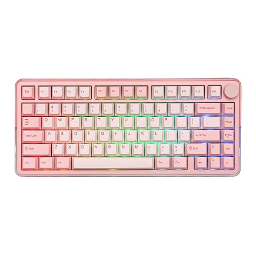 KiiBoom Breeze 75 75% CNC Aluminum and Acrylic Wireless Gaming Keyboard, Gasket Mechanical Keyboard, BT5.0/2.4GHz/USB-C Wired RGB Creamy Keyboard, with 8000mAh Battery for Win/Mac (Pink) - Pink