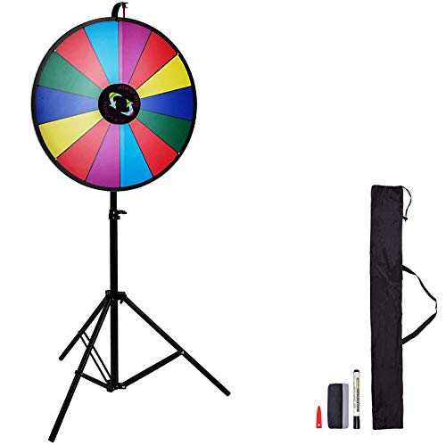VEVOR 24” Color Prize Wheel Tripod Floor Stand Color Prize Wheel 14 Slots Dry Ease Fortune Spinner Fortune Spinning Game - 24 Inch