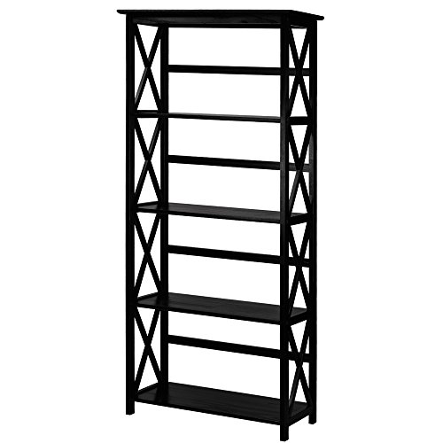 Casual Home Montego 5-Shelf Bookcase, Black (New) - 5-Shelf - Black (New)