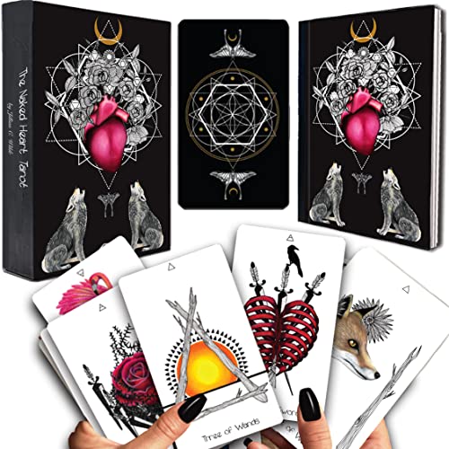 Naked Heart Tarot Deck by Jillian C. Wilde - Black Tarot Deck Tarot Cards with Guide Book - Nature & Animal Tarot Cards for Beginners & All Level Tarot Cards Deck Readers - Limited Edition
