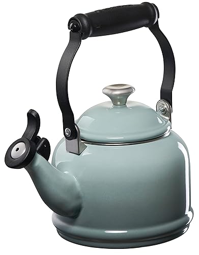 Le Creuset Enamel On Steel Demi Tea Kettle with Metal Finishes, 1.25 qt, Sea Salt - 1.3 Quarts - Sea Salt