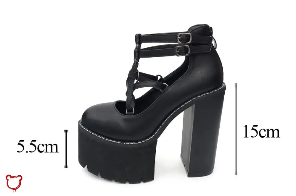 Gothic Black Chunky Shoes - black shoes / 8