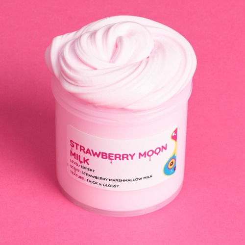 Strawberry Moon Milk Slime | Strawberry Marshmallow Milk / Pink / 6oz