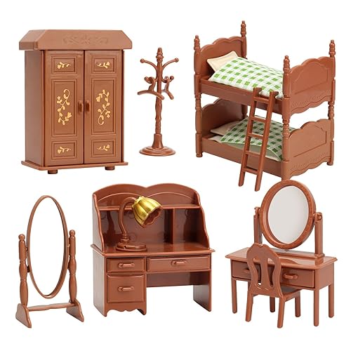 Dollhouse Furniture Set for Kids Toys Miniature Doll House Accessories Pretend Play Toys for Boys Girls & Toddlers Age 3+ with Bedroom - Bedroom