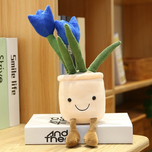 Bubbly Tulip Flower Pot Plush (5 Colors) - 13″ / 35cm / Blue