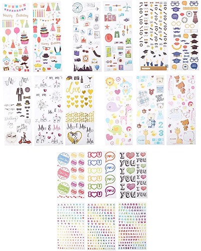 9 Unique Decorative Sticker Sets (Wedding, Travel, Party, ABC, Love, Graduation, Baby)