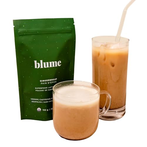 Blume Superfood Gingerbread Latte - Organic,Vegan, & Caffeine-Free Holiday Latte - 30 Servings 100g - Gingerbread