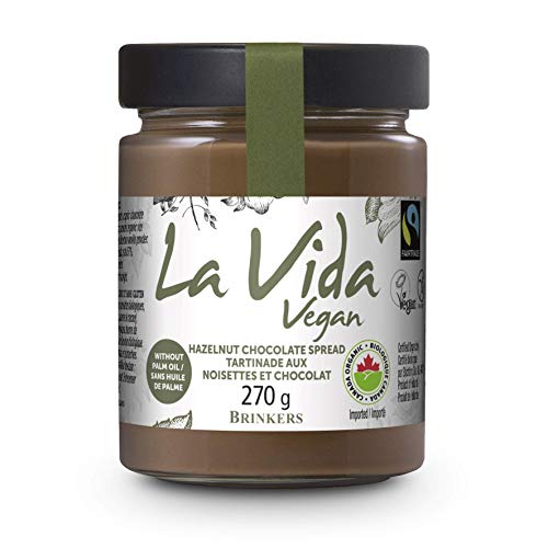 Brinkers La Vida Vegan Hazelnut Chocolate Spread - Fair Trade, Palm Oil-Free, Gluten-Free and Soy-Free Organic Spread - 270 g - Hazelnut Chocolate Spread