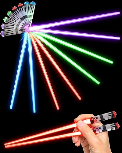 LightSaber Chopsticks Light Up Saber Led (4 Pairs, Red Blue Green Purple) - 4 Pairs - Red Blue Green Purple