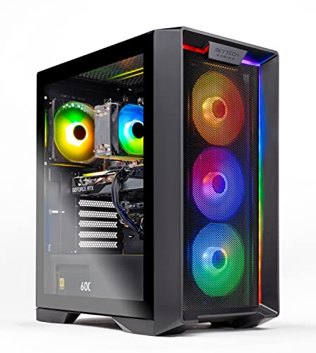 Skytech Nebula Gaming PC Desktop – AMD Ryzen 5 3600 3.6 GHz, NVIDIA RTX 3060, 500GB NVME SSD, 16GB DDR4 RAM 3200, 600W Gold PSU, 11AC Wi-Fi, Windows 11 Home 64-bit - 3600 | 3060