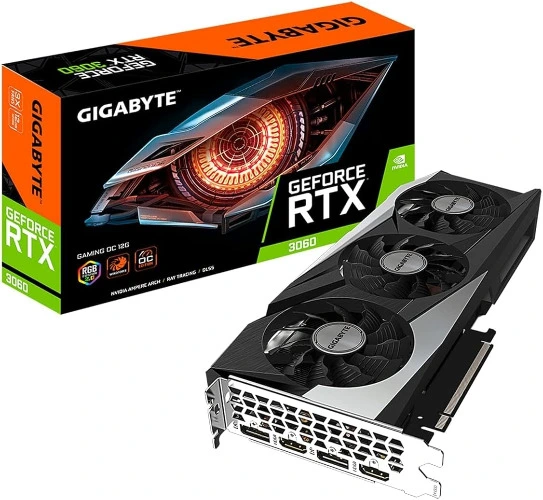 GIGABYTE GeForce RTX 3060 Gaming OC 12G (REV2.0) Graphics Card, 3X WINDFORCE Fans, 12GB 192-bit GDDR6, GV-N3060GAMING OC-12GD Video Card 