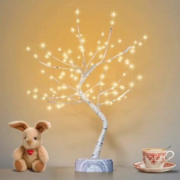OTAVILEM Room Decor, 20" 108 LED Twinkling Tree Lamp, DIY Artificial Tree Lamp, Battery/USB Operated, Tabletop Bonsai Tree Light for Living Room Bedroom Christmas Home Gifts House Decor