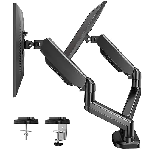 HUANUO Dual Monitor Arm for 13 to 27 inch, Gas Spring Monitor Stands for 2 Monitors Vesa Mount with Clamp/Grommet Base, Computer Dual Monitor Desk Mount for up to 17.6 lbs per Arm
