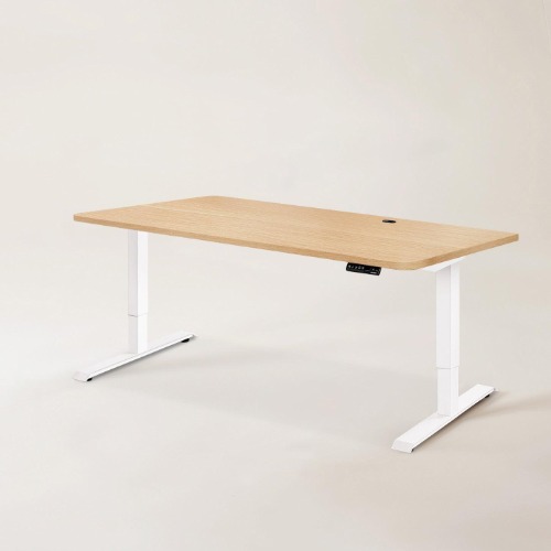 Home Office Standing Desk - White / Oak Wood / L (71" × 29")
