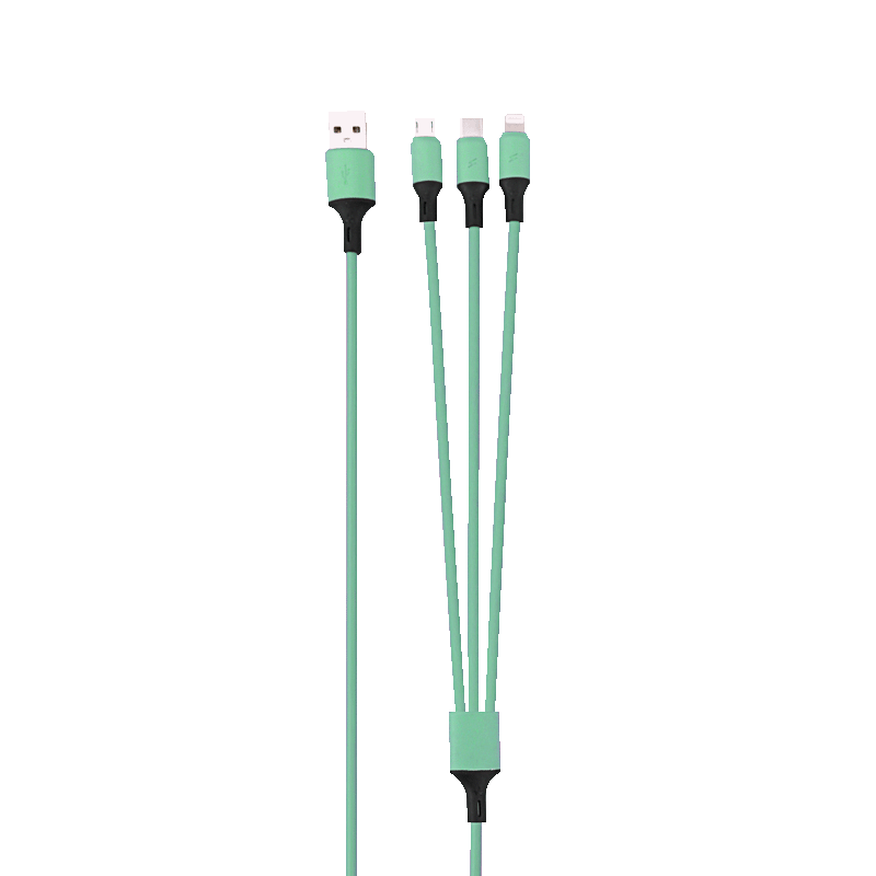 Rainbow 3-Port Long Charging Cable (4ft) - Green
