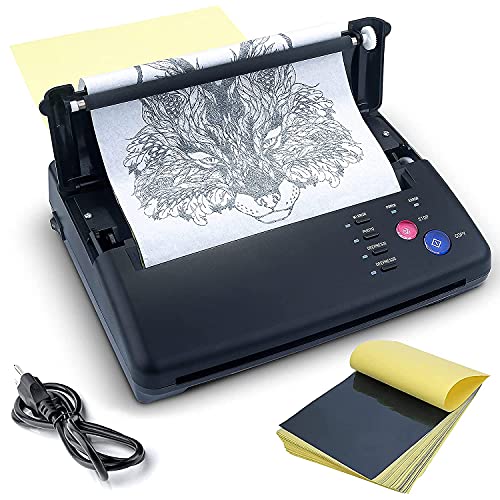 Sacnahe Tattoo Transfer Stencil Machine Copier Printer Thermal Tattoo Kit Copier Printer With 20pcs Free Tattoo Stencil Transfer Paper Black (2023 Update Version) - Black