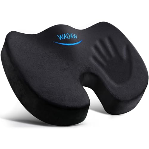 WAOAW Seat Cushion, Office Chair Cushions Butt Pillow for Car Long Sitting, Memory Foam Chair Pad for Back, Coccyx, Tailbone Pain Relief (Black) - Black