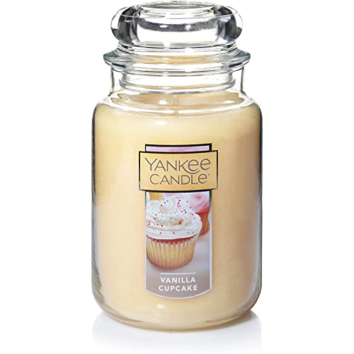 Yankee Candle Vanilla Cupcake Scented, Classic 22oz Large Jar Single Wick Candle, Over 110 Hours of Burn Time, Cream - Vanilla Cupcake - Classic Large Jar