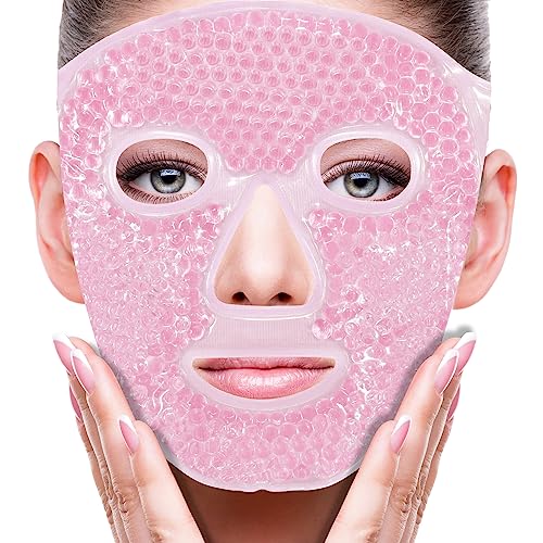 Face Eye Mask Ice Pack for Reducing Puffiness, Bags Under Eyes, Puffy Dark Circles, Migraine,Hot/Cold Pack with Soft Plush Backing (Pink #19) - Pink #19