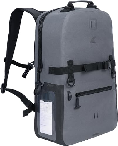 Breakwater Supply™ 100% Waterproof Submersible Backpack, Laptop Bag, Airtight Zippers | Travel Outdoors | Fogland 25L 20L 15L - Explorer 25l (Cascade Gray)