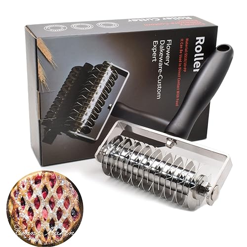 Pastry Lattice Roller Cutter - EVNSIX Stainless Steel Professional Dough Lattice Top Pie Pizza Bread Pastry Crust Lattice Roller Cutter