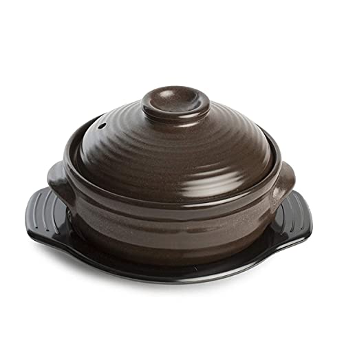 Crazy Korean Cooking Korean Stone Bowl (Dolsot), Sizzling Hot Pot for Bibimbap and Soup - Premium Ceramic (Medium with Lid) - Medium with Lid | 33.8 fl oz