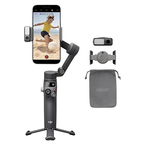 DJI Osmo Mobile 7P para iPhone, Android, Seguimiento Nativo, Iluminación, Estabilizador de teléfono de 3 Ejes, Inicio rápido, Edición con un Toque, Brazo Extensible y trípode Integrados