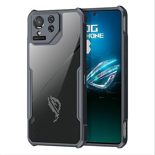 GIOPUEY Funda Compatible con ASUS ROG Phone 9 Pro, Carcasa Dura de PC + TPU Suave, Alta Transparencia, Funda Transparente, Airbag Anticaídas, Sin Amarilleo - Black - Asus ROG Phone 9 Pro - black