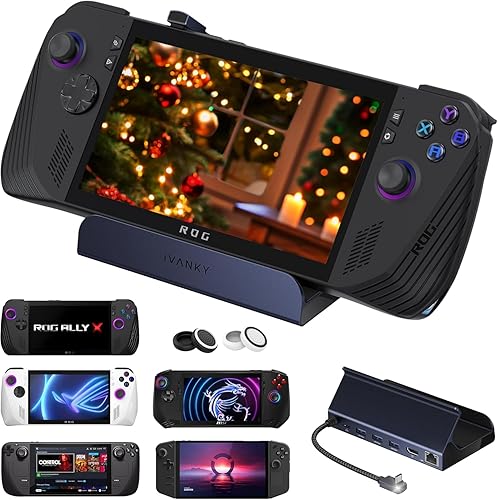 iVANKY 8 en 1 Estación de Acoplamiento para Valve Steam Deck OLED/ASUS ROG Ally X/Legion Go, ROG Alloy/Stream Deck Dock con HDMI 2.1 4K@120Hz, Ethernet Gigabit, 3*USB-A 3.0, Carga 100 W - Sin Adaptador de Corriente