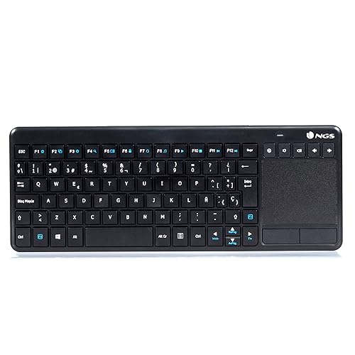 NGS TV Warrior Teclado Inalámbrico 2.4GHz con Touchpad y Teclas Multimedia para SmartTV, Ordenador Portáil o Videoconsola (QWERTY Español)