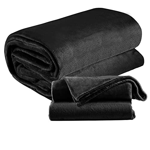 Ecosa Kuscheldecke flauschig 150 x 200 cm | Fleecedecke | Tagesdecke | Sofadecke | Kuschel Decke | Warmhaltedecke | Kuscheldecke warm | Wohndecke | Überwurfdecke - 150 x 200 cm Sultan Schwarz